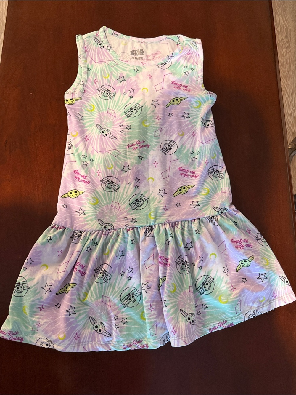 Girls' Pastel Star Wars Grogu Baby Yoda Graphic SOFT Tank Dress tie-dye S 6/6x